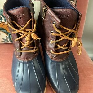 Sperry Brown Leather and Navy Duck Boot